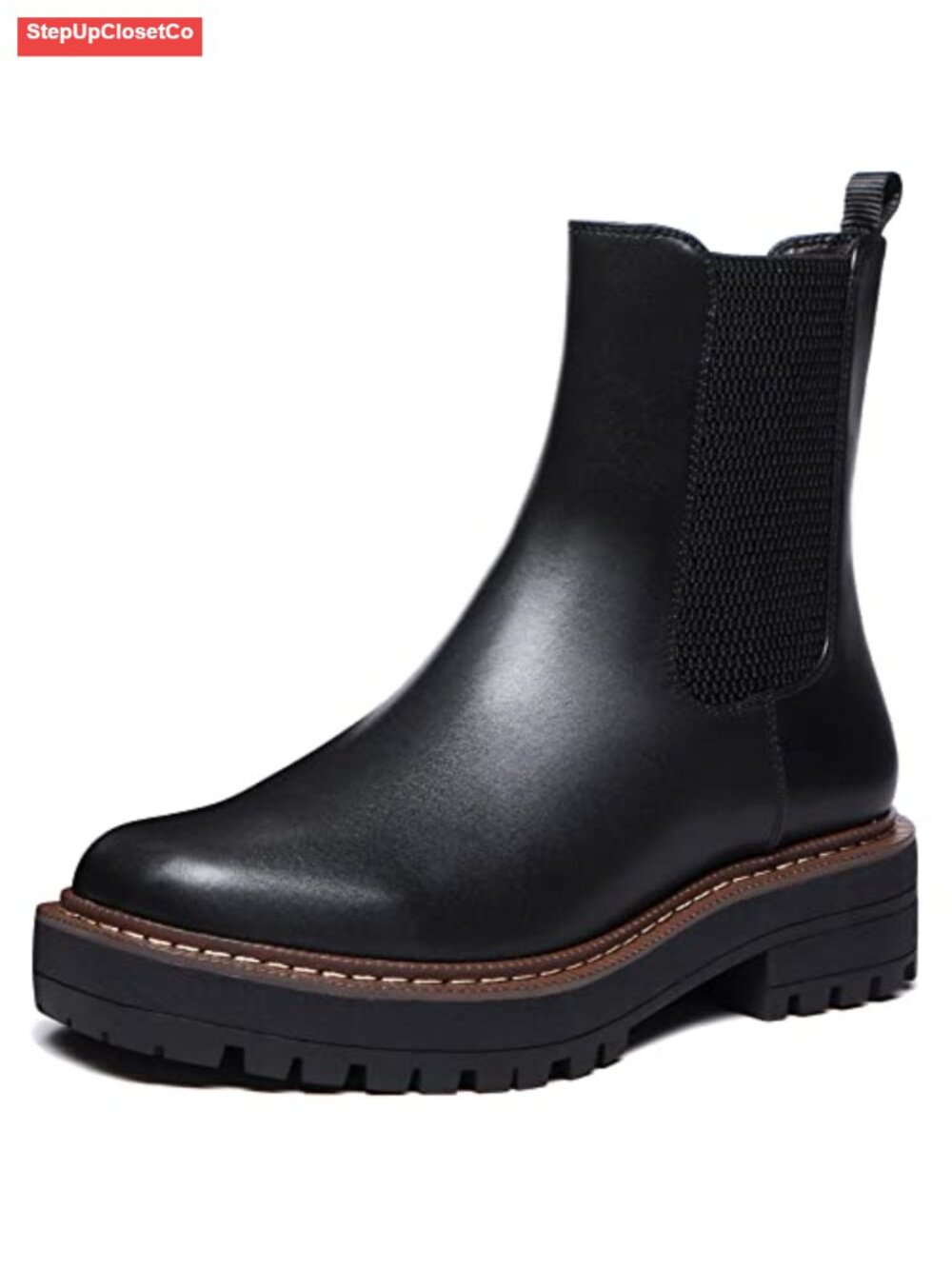 Low Heel Chelsea Platform Ankle Boots PU Faux Leather